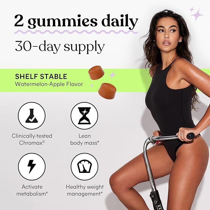 Lemme Tone Metabolism Gummies, Apple Cider Vinegar, Clinically Studied Chromium, B12, Ginger Root Extract, Promote Lean Body Mass, Watermelon Apple Flavor (30 Day Supply)