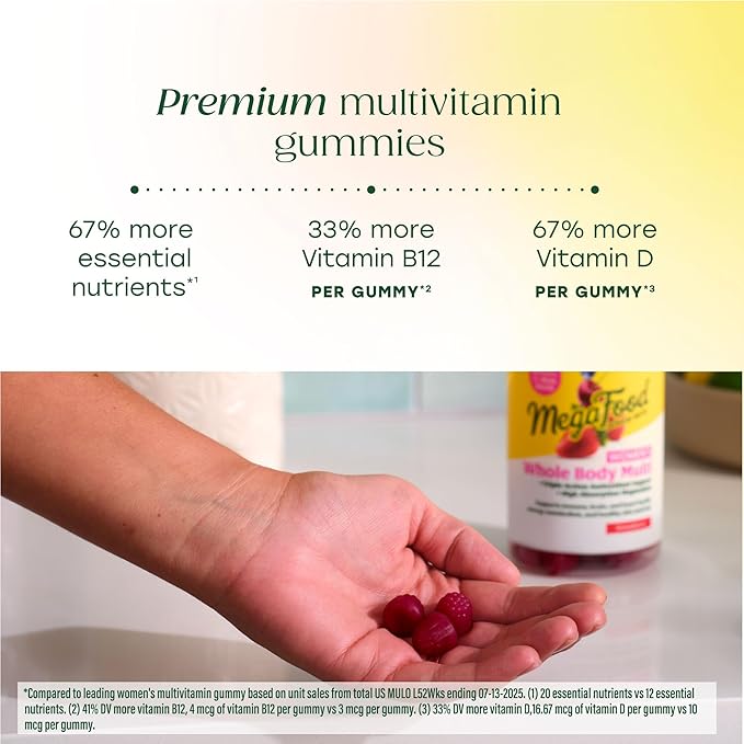 MegaFood Women’s Whole Body Multivitamin Gummies - Multivitamin For Women With Vitamin C, Magnesium Citrate, Vitamin D3, Folate, Biotin & Zinc - Brain, Heart & Immune Support - 90 Gummies, 30 Servings