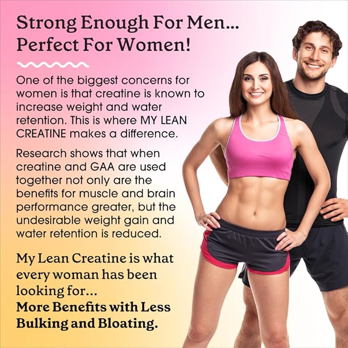 Fit & Lean Creatine for Women, My Lean Creatine Powder Complex with GAA, Muscle Performance, Cognitive Function and Less Bloating, Reduced Water Retention (6.46 Ounce (Pack of 1), Rainbow Sherbert)