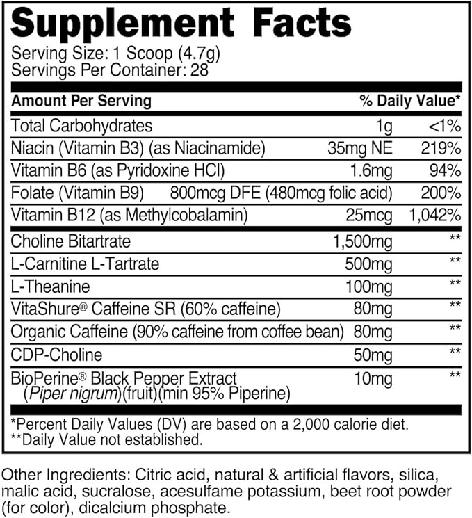 TransformHQ Energy & Focus Powder (Strawberry Lemonade) - Boost Shot Clean Energy Drink Mix - Sugar Free - Non-GMO, Gluten-Free, 28 Servings