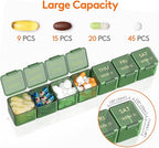 Lifewit Monthly Pill Organizer, 28 Day Pill Box, 4 Weeks One Month Vitamin Cases, Large Compartments Medicine Organizer for Fish Oils, Supplements, 28 Grids, Green