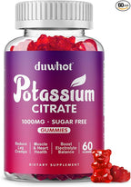 duwhot Potassium Citrate 1000mg Gummies, Potassium Supplement for Adults Women & Men, Support Leg Cramps & Muscle Health, 60 Chewables