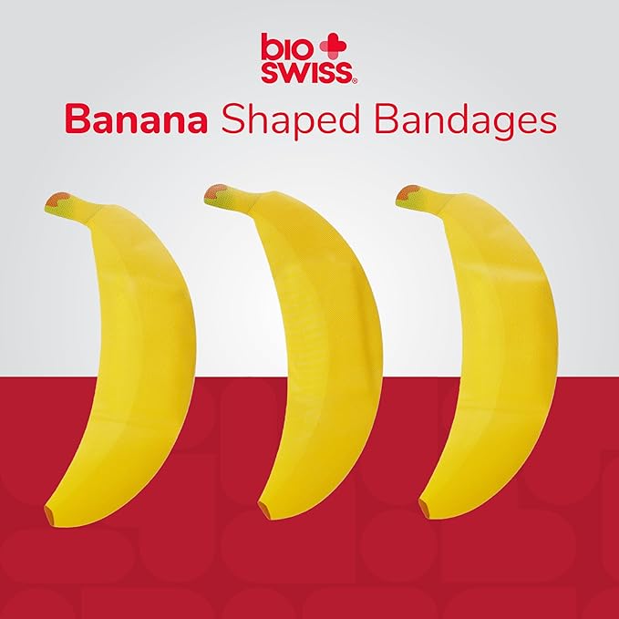 BioSwiss Bandages, Banana Shaped Self Adhesive Bandage Set, Latex Free, Sterile Wound Care, 50 Count