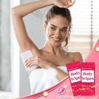300 Pcs 60 Pack Body Wipes for Adults Bathing No Rinse Individually Wrapped Shower Wipes Washcloth with Aloe Cleansing Body Wash Cloths Disposable Bulk Deodorant Homeless(Rose Background)