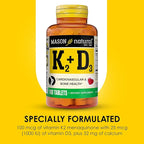MASON NATURAL Vitamin K2 + D3, 100,Day Supply, with Calcium for Normal Bone and Muscle Support, Tablets