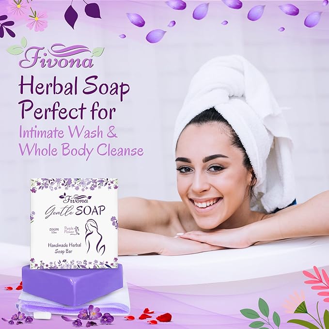 Fivona Yoni Care Kit 4 in 1 - pH Balanced Natural Yoni Oil, Herbal Bar Soap for Feminine V Wash, Detox V Stream Herbs Sunrise, Foldable Sitz Bath Steam Pot