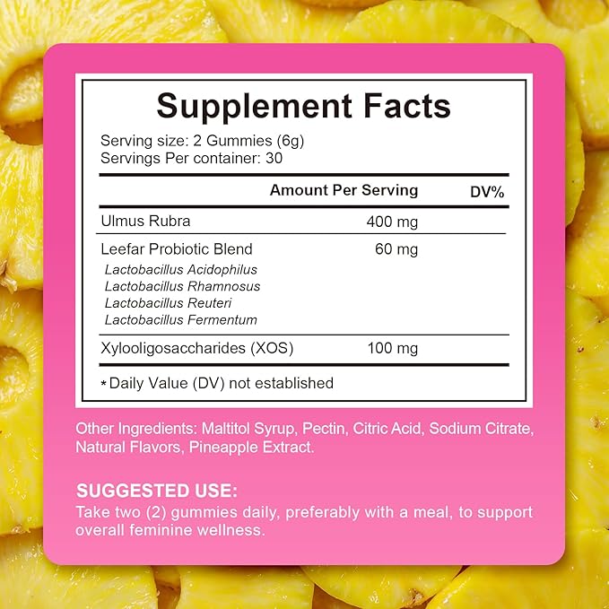 2 Pack Women's Probiotic Gummies for Vaginal Health - pH Balance & Immune Support Supplement, Pineapple Flavor, 120 Count | Feminine Care Vitamins for Women