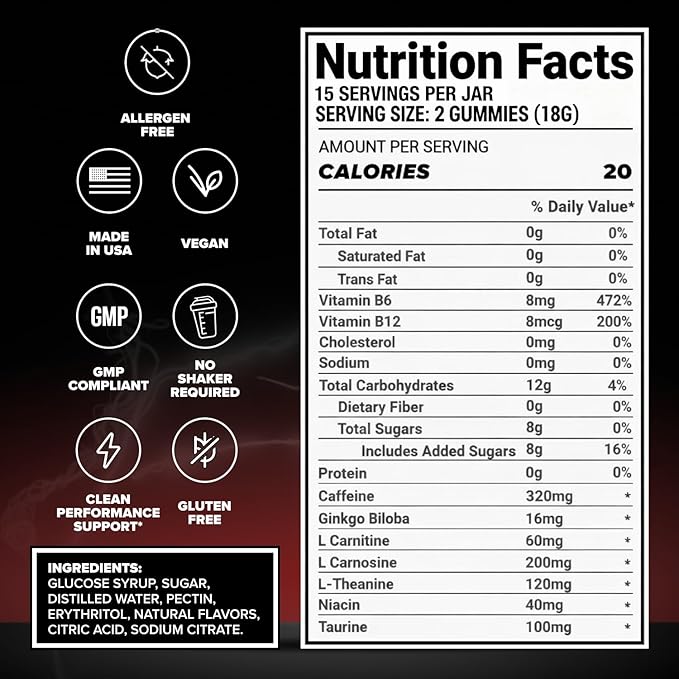 Bounce Pro Beast Mode Pre Workout Gummies with Caffeine, Beta-Alanine & L-Tyrosine for Energy, Focus & Training Intensity (30 Count (Pack of 1), Fruit Punch)