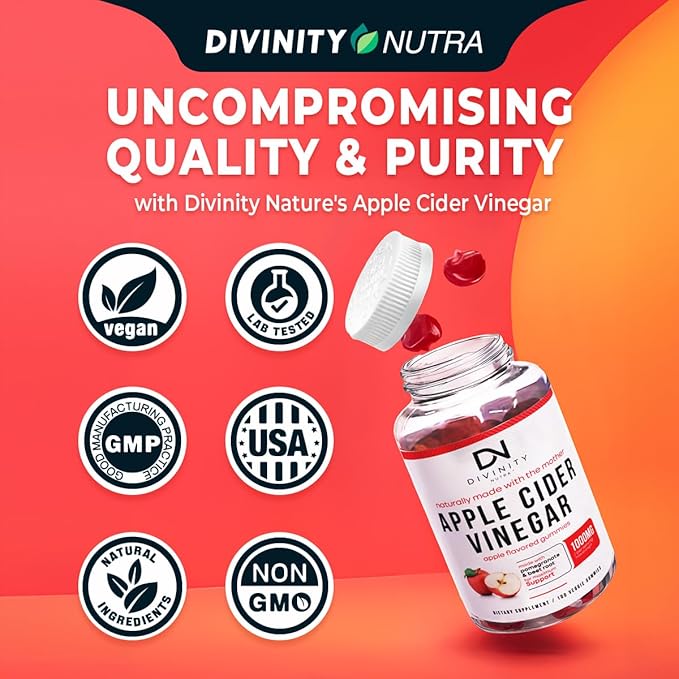 Apple Cider Vinegar Gummies with Mother - Cleanse & Detox ACV Gummies for Weight Loss, Gut Health, Metabolism Support - ACV with Mother with B12 Vitamin, B6 & Pomegranate & Beet Root 100 Ct