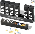 Betife Pill Organizer 3X a Day, Detachable Large Pill Box 7 Day, Daily 3 Times Pill Case, Travel Pill Container Holder, Weekly Medication Dispenser Pillbox for Vitamin Supplement Medicine（Black）