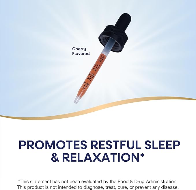 Nature's Way Sleep Tonight Melatonin Drops with L-Theanine, Non-Habit Forming Support*, 2 Oz, Cherry Flavor
