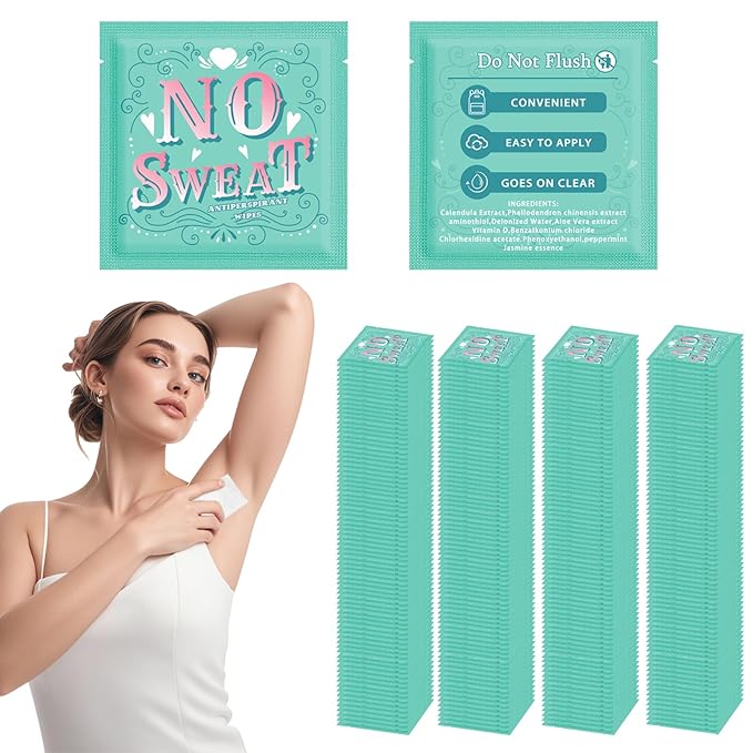 Travel Deodorant 300 pieces of Antiperspirant deodorant Wipes And Body Wipes Individually Wrap Hypoallergenic Mini Deodorant Underarm Sweating And Travel To Clean Skin For Female Male Teenagers