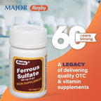 Rugby Ferrous Sulfate 325mg Tablets - Iron Supplement for Women and Men - 100 Count (1 Pack)