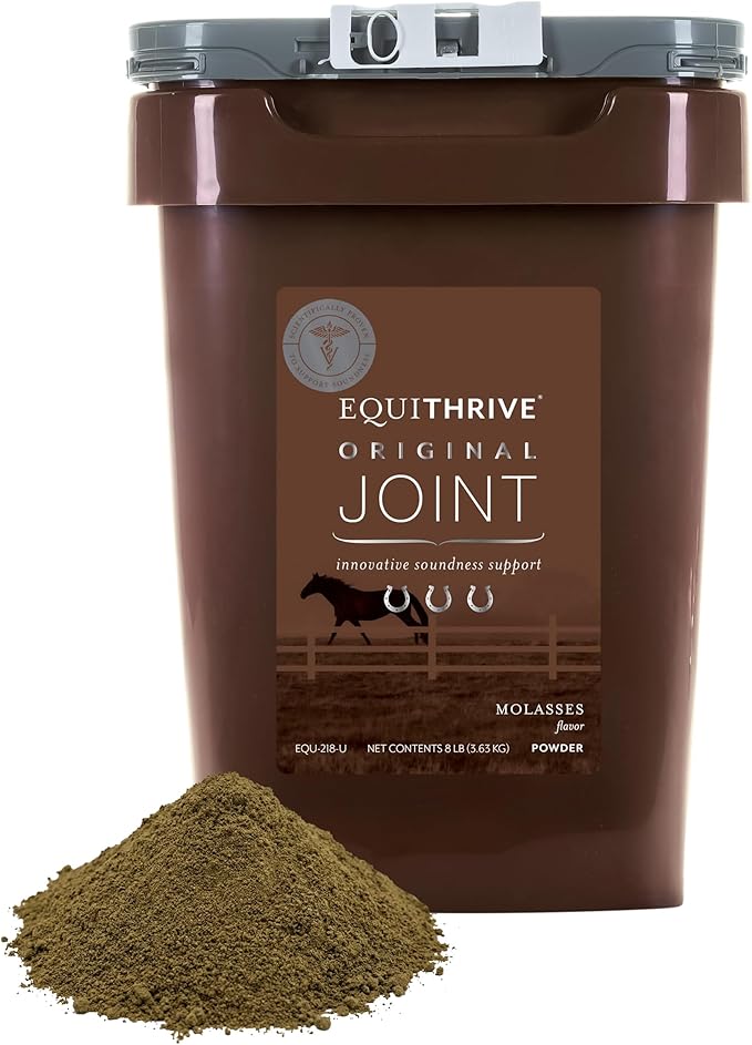 Equithrive Original Joint Supplement Powder with Resveratrol and Hyaluronic Acid for Horses, Equine Care, Molasses Flavor, 8 lbs
