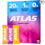 Atlas Real Food Protein Bar – 20g Clean Protein, 1g Sugar, No Seed Oils, No Artificial Sweeteners (Variety, 12 Count)