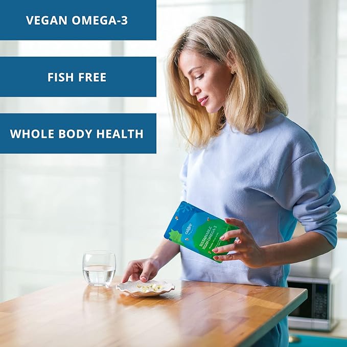 Calgee Vegan Omega 3 Supplement, 450mg DHA & EPA Fatty Acids from Algae Oil, Plant-Based Fish Oil Alternative, Carrageenan-Free Softgels, Non-GMO, 120 Count