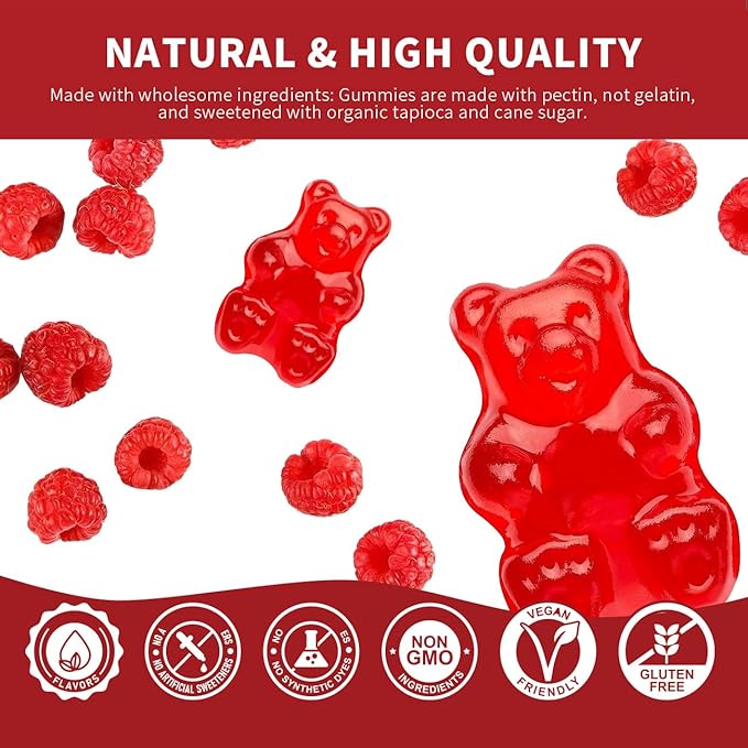 Triple Magnesium Complex 900 mg, Magnesium Glycinate, Citrate, Malate with Potassium, Calcium, Vitamin B6 for Calm & Sleep - Vegan, Non-GMO, Gluten Free - 120 Raspberry Gummies for Adults