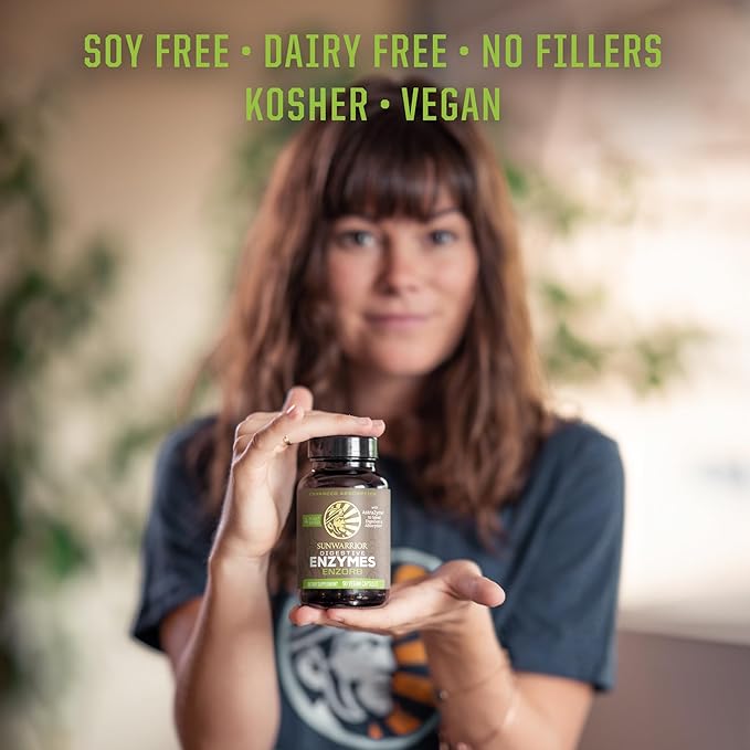 Sunwarrior Digestive Enzymes Probiotic | Plant Based & Vegan with Spore Based Probiotic Essential Supplements to Support Optimal Health for Men & Women Digestive Enzyme Supplements | Enzorb