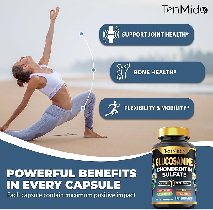 Glucosamine Chondroitin MSM Supplement for Men and Women - 4in1 Formula - Joint & Bone Health Support - 150 Capsules