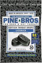Pine Bros. Gummy Sore Throat Softish Drops 30 Count (Approx) (Pack of 1, Licorice)