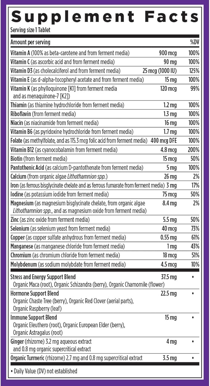 New Chapter Women’s Multivitamin, Iron, B6, B12, Biotin for Hair Growth, D3, Vit C, Zinc for Immune & Stress Support, Gentle on an Empty Stomach, One Daily, Non-GMO, Gluten-Free, 18+, 72 Tablets