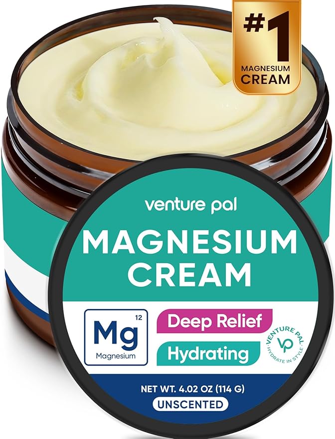 Venture Pal Topical Magnesium Cream, Fast-Absorbing Magnesium Moisturizing Lotion with Coconut Oil, Shea Butter & Hyaluronic Acid, Suitable for Kids
