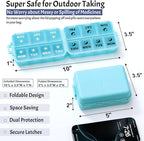 Foldable & Portable Weekly Pill Organizer 2 Times a Day with Clear Printed Labels - 7 Day AM PM Medicine Box, Week Daily Travel Pill Meds Case Holder for Medications, Vitamin, Supplement - SkyBlue