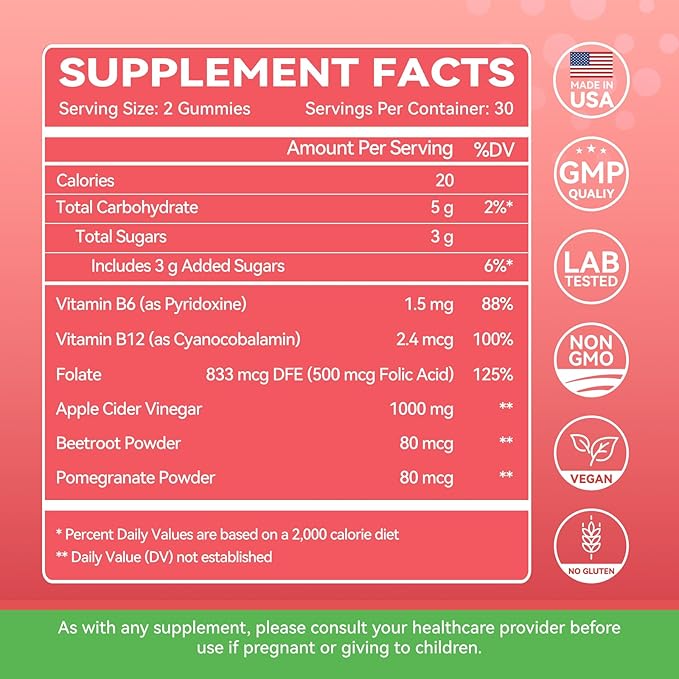 Inner Brightness Apple Cider Vinegar Gummies, ACV Gummies, Detox Cleanse for Weight Loss, Weight Loss for Women - Gut Health & Digestive Comfort - Vegan, Gluten-Free, Non-GMO - Apple Flavor, 60 Count