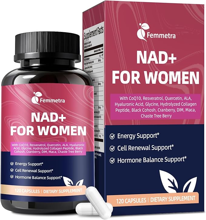 NAD+ Supplements for Women | NAD Resveratrol for Cellular Energy, DIM & Cranberry for Hormone Balance & Estrogen Balance | Non-GMO, 120 Capsules