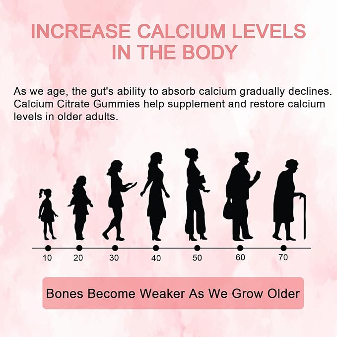 Calcium Citrate Gummies 1200mg with Vitamin D3 + K2, Magnesium, Zinc, Chewable Calcium Supplement for Women & Men, Bone Healthy, Sugar Free, Non-GMO, Gluten Free, Strawberry Flavor 60 Count
