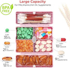 Zentiky Small Daily Pill Organizer with Labels, Medicine Pill Organizer Fit with Your Purse or Pocket for Travel to Hold Vitamin, Fish Oil, Supplement,Cotton Swabs, Bandages or Jewelry-Pink