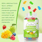 softbear Glucosamine Chondroitin Gummies with MSM Triple Strength, Organic Chewable Glucosamine Chondroitin Supplement for Joint Support Vegan Mixed Fruit Flavor 120 Gummies