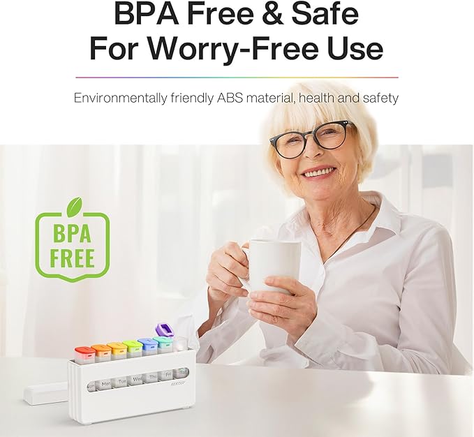 Weekly Pill Organizer 2 Times a Day - Am Pm Pill Box 7 Day, Large Twice Medicine Pill Case for Daily Medication, Vitamins, Fish Oils, Supplements Portable Week Pill Holder Container, Translucent White