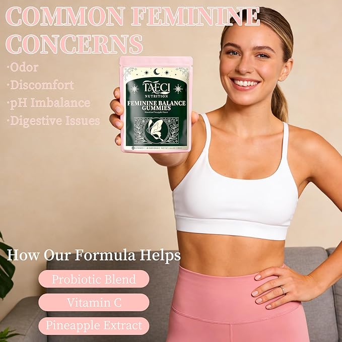 Premium Feminine Balance Gummies for Women – Hawaiian Pineapple Flavor – Supports pH & Daily Wellness – Probiotic Supplement – Vegan, Gluten-Free – 60 Gummies (30 Servings)