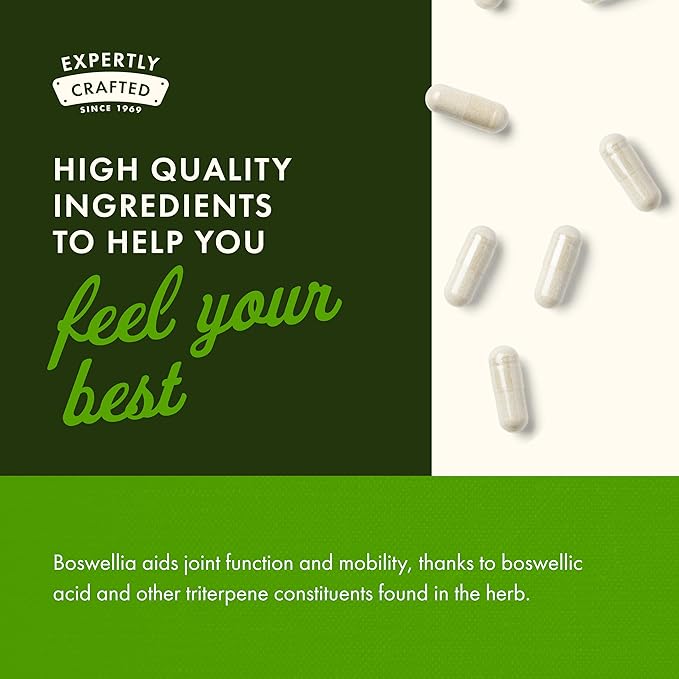 Swanson Double Strength Boswellia - Ayurvedic Herb for Joint Flexibility & Mobility Support - Boswellia Serrata Resin - (60 Capsules, 800mg Each)