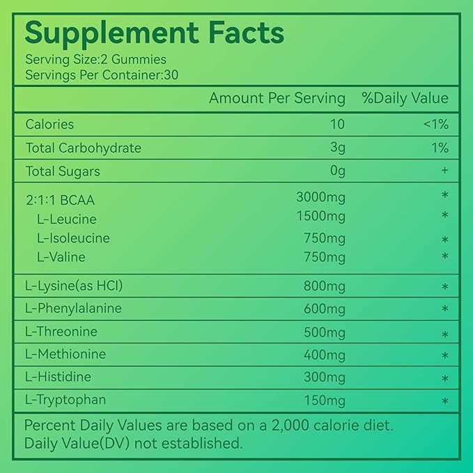 SmideHeal EAA Gummies, 5750 mg Essential Amino Acids - All 9 Essential Aminos (EAA) and All Branched-Chain Aminos (BCAAs), Non-GMO, Gluten Free, Vegetarian Friendly, Apple Flavor, 60 Gummies
