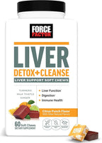 Force Factor Liver Detox, Liver Cleanse Detox & Repair Supplement, with Milk Thistle, Turmeric & Ginger to Support Digestion & Immune Health, Citrus Punch, 60 Soft Chews