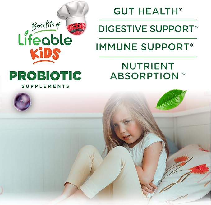 Lifeable Sugar Free Probiotics with Prebiotics Fiber for Kids – Great Tasting Natural Flavor Gummy Supplement – Keto Friendly Probiotic Chewable – 90 Gummies