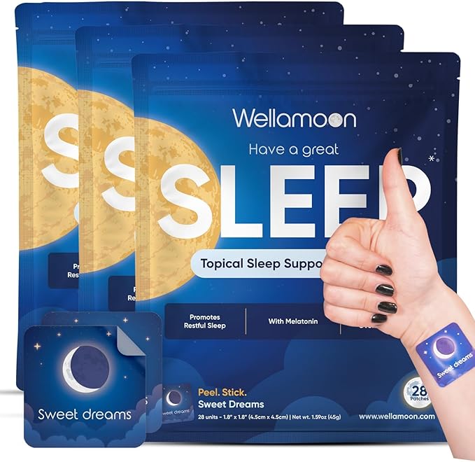 Wellamoon Original Sleep Patches for Adults Extra Strength | Sleep Patch with Melatonin & Valerian | Skin-Friendly & Cruelty-Free | Long-Lasting Night Comfort for Men & Women | Pack of 3 x 28 Patches