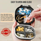 2 Pack Pill Organizer Pill Box 7 Compartments Large Pill Dispenser Home Travel Supplement Holder Airtight Vitamin Container Daily Medicine Travel Essentials(Small+ Large)