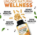Turmeric Curcumin Supplement - 2400mg Organic Turmeric Per Serving - 95% Curcuminoids & BioPerine Black Pepper Extract for Best Absorption - Natural Vegan Joint Support, Bottled in USA - 180 Capsules