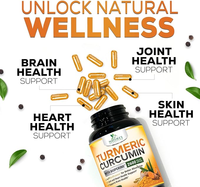 Turmeric Curcumin Supplement - 2400mg Organic Turmeric Per Serving - 95% Curcuminoids & BioPerine Black Pepper Extract for Best Absorption - Natural Vegan Joint Support, Bottled in USA - 180 Capsules