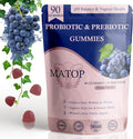 MATOP Vaginal Probiotic Prebiotic Gummies for Women - Vaginal pH Balance & Digestive Support, Grape Flavor, Vegan, Sugar-Free, Gluten-Free, 90 Count