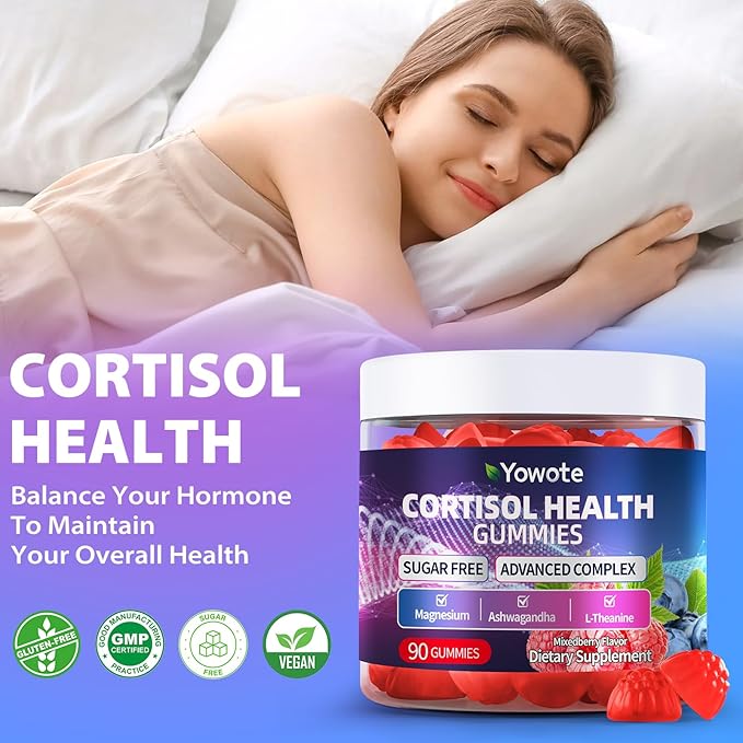 Cortisol Support Supplements for Men and Women, Cortisol Balance with Magnesium, Ashwagandha, L-theanine, Phosphatidylserine (90 Count, mixedberry)