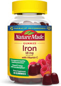 Nature Made Iron 18 mg per serving Gummies with Vitamin C, Iron Supplement for Red Blood Cell Support, 60 Gummies, 30 Day Supply
