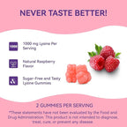 2 Pack L-Lysine 1000mg Gummies, Chewable Lysine Supplement for Adults, Essential Amino Acid for Lip Health, Immune Support, Collagen Formation* - Vegan, Gluten-Free, Sugar-Free, 120 Counts