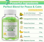 2 Pack St John's Wort Gummies 700mg, Natural Herbal Supplement for Adults & Kids, Support Calm, Relaxation & Brain Health, Vegan, Non-GMO, Gluten Free, Apple Flavor, 120 Count