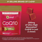 Qunol CoQ10 200mg Soft Chews,Extra Strength & Ultra High Absorption Coenzyme Q10 Supplement,#1 Cardiologist Recommended Supplement for Heart Health,90 Count (Pack of 2)