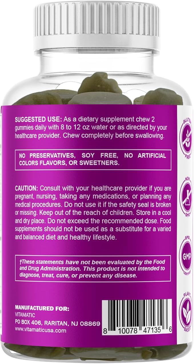 Vitamatic 2 Pack Vegan Thyroid Support Gummies with Iodine & Kelp – 60 Count – Plant-Based – Supports Energy & Metabolism