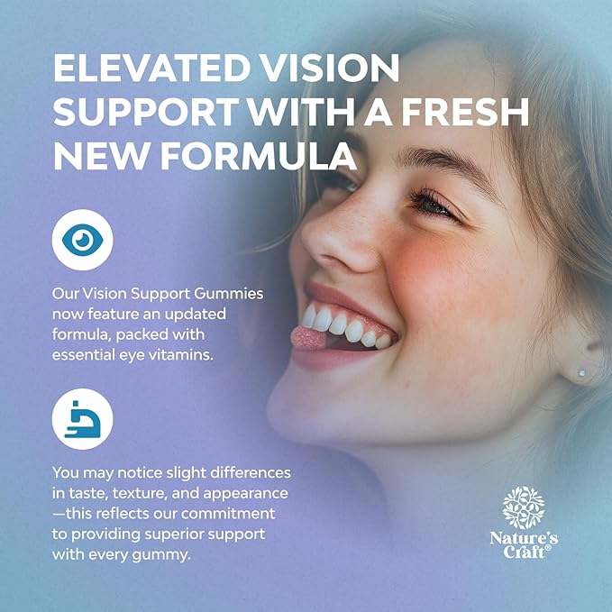 Vision Support Gummies for Adults - Lutein and Zeaxanthin Supplements for Eye Health - Potent Lutein Eye Vitamins for Blue Light Protection Dryness Strain Support & Visual Sharpness - 30 Count
